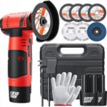 Housiwill Winkelschleifer, Mini Winkelschleifer, Kabelloses Elektrisches Trennschleifer, 19500 U/min mit 2 Stück Akku, Nylon-Schneidmesser/Schleifscheibe/Metall-Trennscheibe - Rot