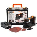WORX WX822 Akku Detailschleifer 20V - Elektrische 20V Schleifmaschine für Holzmöbel, Türen, Ecken und Kanten - Schleifen mit Staubfangsack - PowerShare kompatibel - mit Akku & Ladegerät