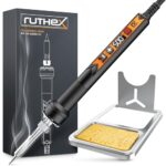 ruthex 900M Lötkolben mit LED-Display - 90W - Temperatur Einstellbar 150~500 ℃ - Abkühlphase mit LED Temperaturanzeige - Lötpistole mit 900M Lötspitze inklusive Ablageständer
