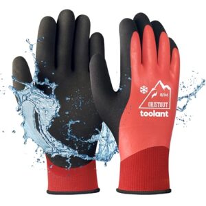 OriStout Arbeitshandschuhe für Herren und Damen, Touchscreen, Wassdichte Handschuhe, Thermohandschuhe Winter, Gartenhandschuhe für kaltes Wetter, Rot, Medium