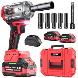 XIAZIR Akku Schlagschrauber 1200Nm, 21V 4.0Ah 2 Akkus & Schnellladegerät, 3 Gänge + LED-Licht, inkl. 5 Stecknüsse + Verlängerung + Koffer, für Auto, Baustelle & Heimwerken