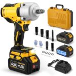 GJCrafts Akku Schlagschrauber 800 Nm – 21 V bürstenloser Akku-Drehschlagschrauber mit 3 Geschwindigkeitsstufen, 2 x 4,0 Ah Akkus & Schnellladegerät, LED-Licht, 5 Steckschlüsseln & Zubehör