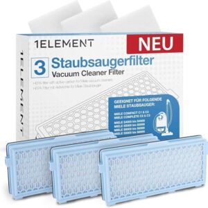 3 Filter für Miele Staubsauger [Compact C1 & C2, Complete C2 & C3, S8340] – 3 HEPA Filter und 3 Motorfilter für Allergiker gegen Feinstaub und Gerüche [S4000, S5000, S6000 & S8000 Series]