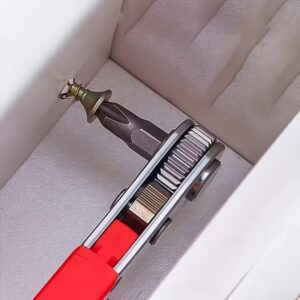 Rechtwinkliger Ratschen-Schraubendreher, 1 Stück, Stahl, manuelles Werkzeug für enge Räume, Vorwärts-/Rückwärtsschalter, nicht motorisiert, roter Griff für Elektronik, Autos, Möbelreparatur.