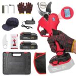 Akku Astschere,50mm Astschere Akku,Elektrische Gartenschere,21V,2*Batterien,LED-Leistungsanzeige,1000W Bürstenloser Motor,Ersatzklingen,für Gärten, Obstplantagen und Landwirtschaftliche Betriebe