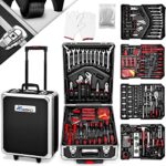 TRESKO Werkzeugkoffer 1400 teilig | Werkzeugkasten | Werkzeugkiste | Werkzeugtasche | Werkzeug Set | Werkzeug-Trolley | Chrom-Vanadium Stahl (Schwarz)