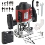 Arebos Oberfräse mit Koffer (1200 W, Ø 6 und 8 mm, Drehzahlregelung, Parallelanschlag, Reduzierstück, Kopierhülse, Absaugadapter, inkl. Zubehör) inkl. Fräser Set 12-teilig