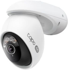 Tapo C560WS 4K 360° WLAN-Überwachungskamera für außen, Wi-Fi 6 Dual-Band, Farbnachtsicht, kostenfreie KI-Erkennung, Smart Tracking, Licht- & Ton-Alarm, Zwei-Wege-Audio, MicroSD-Karte Bis zu 512 GB