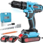 Olubfdh Akkuschrauber, 21V Akku Bohrschrauber mit Akku 4000mAh 45Nm Drehmoment Max 25+3 Drehmomentstufen (2-Gang & LED) mit 2 Akkus 2,0Ah und Ladegerät, für Haus und Garten DIY Projekt (Blau)