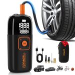 Elektrische Luftpumpe, 150 PSI Tragbare Akku Kompressor 6000mAh, Wiederaufladbarer Luftpumpe Fahrrad mit LED-Licht, Elektrische Fahrradpumpe für Auto, E-Bike, Motorrad