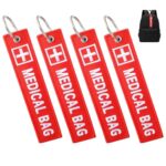 4Stk Gepäckanhänger für Medizinische Notfälle Schlüsselanhänger Etikett Roter Doppelseitig Bestickt Gepäckanhänger Medical Geräte Gepäck ID-Anhänger für Rucksack Geldbörse Taschen
