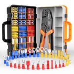 Crimpzange Set, Kabelschuhzange mit Ratschenmechanik + 425 farbcodierte Kabelverbinder (0,5-6mm²) – Komplettset für Auto, Elektroinstallation & Heimwerker