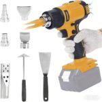 Kocusu Heißluftpistole Akku Kompatibel mit Dewalt 20V, 50℃-550℃ Temperatur Einstellbar Kabellose Heißluftpistole mit LCD-Display, 5 Düsen und 2 Shovel für Schweißen, Schrumpfen(ohne Akkus)