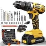 VIWKO Akkuschrauber, 21V Akku Schlagbohrschrauber, Akkubohrer mit 2 Akkus 2000mAh, 45Nm Akku Bohrmaschine, 2 Gang, 25+3 Drehmomentstufen, 10mm Bohrfutter, 27tlg Zubehör & Koffer für Haus DIY Projekt