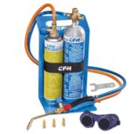 CFH Schweiß-Fix SF 3100 - Tragbares Autogen-Schweißgerät und Hartlötgerät zum Autogenschweißen und Hartlöten, Komplettset mit Tragegestell, Sauerstoff, Spezial-Gas, Schweißschutzbrille und vier Düsen