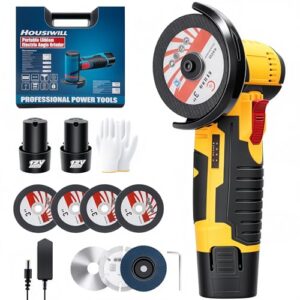 Mini Winkelschleifer Akku, 76mm Kabellose Professional Trennschleifer, Akku Flex, 19500RPM, 2 Batterien, zum Schneiden und Polieren Ggeeignet