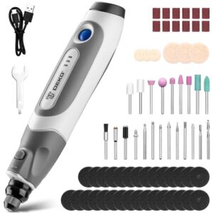 Multifunktionswerkzeug Akku Rotationswerkzeug Gravur Gerät Mini Schleifer: DEKOPRO 3.6V 70 Zubehör Set mit LED Licht 3 Gang Gravierstift - für Schneiden, Bohren, Polieren, Reinigen, Gravieren, Gelb