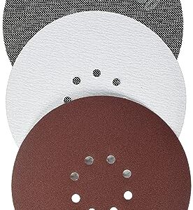 Original Einhell 15-tlg. Gitter- & Schleifpapier-Set (Trockenbauschleifer-Zubehör, Ø 225 mm, Körnung P80 und P120, Kletthaftung, für diverse Einhell Trockenbauschleifer)