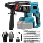 Professional 18V System Akku Bohrhammer,Kompatibel mit Makita Akku 18V mit 10 Stück Bohrer, Anti-Vibrationsgriff und Sicherheitskupplung (ohne Akkus und Ladegerät)
