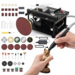 Mini Tischkreissäge, 100W Tragbare Kleine Desktop Elektrosäge, 7-Geschwindigkeit 30mm Schnitttief, Präzisions Hobby Tischsäge mit Gürtelschleiften für Holz, Hobbyhandwerk, Holzbearbeitung