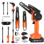 2-in-1 Akku-Kettensäge & Hochentaster für Makita 18V, Mit 2×1,5 Ah Akkus, Ladegerät, 6+8 Zoll Kette, 2,3 m Teleskopstange, Elektrische Astsäge für Baumzweige und Holzarbeiten