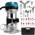 TICFOX 800W Holzfräse Oberfräse, Einhandfräse Oberfräsen Trimmer, 6 Geschwindigkeit 5000-30000RPM Kantenfräser mit Staubschutz, 6,35mm und 8mm Bohrfutter Zum Schneiden, Fräsen und Schnitzen