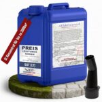 A.K.B. Steinreich Steinreiniger Konzentrat 5L - Grünbelagentferner & Außenreiniger für Außenflächen rund ums Haus - ergiebig bis zu 2000 m² - Steinreiniger Intensiv Außen inkl. Ausgießer