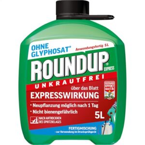 Roundup Unkrautfrei Express, 5 Liter Nachfüll-Kanister - Fertigmischung zur Bekämpfung von Unkräutern und Gräsern