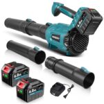 Yofidra Akku Laubbläser | 400KM/H | 6-Gang Bürstenlos Elektrische Luftgebläse | 25000RPM | 2x21V Akkus & Ladegerät, Laubgebläse für Garten, Laub, Staub & Schnee