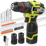 VOERJIA 16.8V akkuschrauber klein, Akku bohrmaschine mit 2*2000 mAh Akkus, 50N.m max bürstenloses akkubohrer, 20 + 3 Drehmoment, 3/8" Bohrfutter, 2-Gang & Led lichter, 34PCS elektrowerkzeuge zubehör