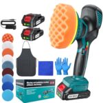 Akku Poliermaschine Auto 150mm Exzenter mit 2×21V 2000mAh Batterien, 13-tlg Polierset, 6 Geschwindigkeiten bis 5500RPM, Kabellose Auto poliermaschinen, polishing machine