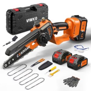 VIWKO Mini Kettensäge mit Akku, 8000mAh 6 Zoll Akku Kettensäge Bürstenlose Kompatibel mit Makita 18V Akku, Astsäge Akku mit Auto Öler Minikettensäge Motorsäge Handkettensäge Handsäge für Holzschneiden