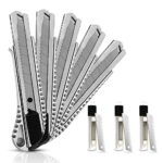 SANAWATEC 5x Cuttermesser 18mm + 30x SK5 Abbrechklingen, Teppichmesser profi, Cuttermesser Profi aus Aluminium, mit Gummigriff, Robust und Ultrascharf, für Heimwerk & Gewerbe
