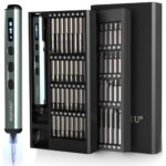 Mini Elektro Schraubendreher Set, 72 in 1 Präzisions Elektrischer Schraubendreher mit 64 Magnetischen Bits, 5 Drehmomenteinstellungen, 4 LED-Leuchten, für Präzisionsarbeit Telefon Uhr Kamera