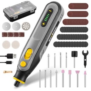 Enventor 4V Mini Multifunktionswerkzeug Akku, Rotationswerkzeug-Set, 5 Variable Geschwindigkeiten, 5000-25000 RPM, 104-tlg Zubehör zum Schnitzen, Schleifen, Polieren, Schneiden, Bohren