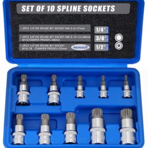 oumuik 10-teiliges Steckschlüssel-Set im europäischen Stil, dreifach vierkant Vielzahn M4 - M18 Geburtstagsgeschenk/Geschenke für Papa/Männer