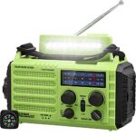 Mesqool Tragbare Kurbelradio, Notfallradio mit 5000mAh Akku, Solar Radio mit Weltempfänger, Typ C | AM/FM/SW Radio | Notfallset | LED Taschenlampe & Leselampe | Kompass für Wandern, Camping, Freien