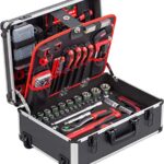 Meister Werkzeugtrolley 238-teilig - Werkzeug-Set - Teleskophandgriff / Profi Werkzeugkoffer befüllt / Werkzeugkiste fahrbar auf Rollen / Werkzeugbox komplett, Schwarz/Silber, 8971480
