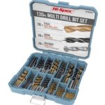 Hi-Spec 130-tlg. HSS-Titan Bohrer-Bit-Set in 8 Größen von 1 mm bis 10 mm. Mit Mauerwerks- und Brad-Point-Bits für Metall, Holz, Kunststoff, Ziegel und Beton