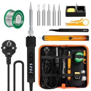 120W LED Lötkolben Set 7s Schnelles Aufheizen Einstellbare Temperatur 180-520°C Auto Schlafmodus Präzise Lötwerkzeuge Elektronik Reparatur mit Lötdraht 5 Lötkolbenspitzen Entlötpumpe Ständer Pinzette