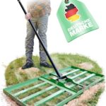 SMABIX® Rasen Rakel [mit abgerundeten Kanten], 75x35cm, inkl. 2 Meter langem Metallstiel, der perfekte Nivellierrechen, inkl. Anleitung, leicht anwendbar, Leveling Rake, Rasenrakel