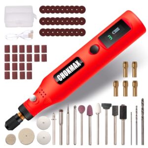 CHOKMAX Mini Kabelloses Drehwerkzeug mit Arbeitsbildschirm, 3-Gang-Schleifer-Kit mit 72 Zubehörteilen, USB-C-Ladekunsthandwerkswerkzeug zum Schleifen, Polieren, Schleifen und kleine Heimwerkerarbeiten