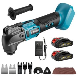 L1NXIXI Akku Multifunktionswerkzeug mit 2x2000mAh Akku, kompatibel mit Makita LXT-18V Akku, Bürstenloses Oszillationswerkzeug Multitool mit 6 Geschwindigkeiten max.21.000 U/min, 4° Winkel, 23 Zubehör