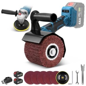 3 IN 1 Satiniermaschine & Poliermaschine & Winkelschleifer, 1200W Akku-Bürstenschleifer Brushless, 5500-9000U/min, 2x4.0Ah Akkus, 3 Drehzahlregelung, ⌀120mm Polierrad, Kompatibel mit Makita-Akkus