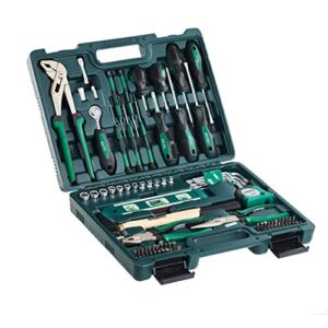 Brüder Mannesmann Werkzeugkoffer, 87-teilig - Werkzeugset mit Werkzeug aus Chrom-Vanadium-Stahl - inkl. Schraubendreher, Zangen, Hammer, Wasserwaage, Stecknüsse & Bits | M29084