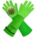 SLARMOR Gartenhandschuhe aus Leder für Damen und Herren - Dornensicher zum Beschneiden von Rosen, mit Unterarmschutz, Lange Rindsleder Arbeitshandschuhe für Garten und Haushaltsaufgaben