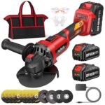 Avhrit Akku Winkelschleifer 21V, Winkelschleifer mit 2x 4000mAh Akkus, 125 mm Bürstenloser Akku-Schleifer mit 9500RPM, Staubgeschützte Technologie zum Trennen & Schleifen