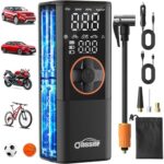 Oasser Elektrische Luftpumpe duale Anzeige 6000mAh 150 PSI Wiederaufladbar Akku kompressor mit 3M 12V Zigarettenanzünder für Auto Motorrad Fahrrad Ball Reise Camping