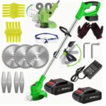 Akku-Rasentrimmer, batteriebetriebener Rasentrimmer mit 24 V, elektrischer Rasentrimmer ohne Kabel,mit 3 Arten von Klingen, 3 in 1 Verstellbarer Kopf und Teleskopgriff (Grün)