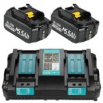 2 Stück 18V 5.5Ah Ersatzakku + 6A DC18RD Dual Port Ladegerät für Makita 14.4V-18V BL1830 BL1850 BL1860 BL1840 BL1830B etc Werkzeugakku und DC18RC DC18RD DC18SF DC18RA DC18RF Ladegerät